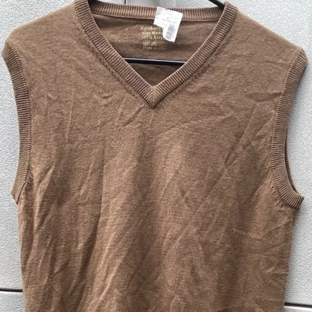 Vintage Apokolypse Acrylic Women’s Brown Acrylic Sz Medium Vest Made in USA - Image 2