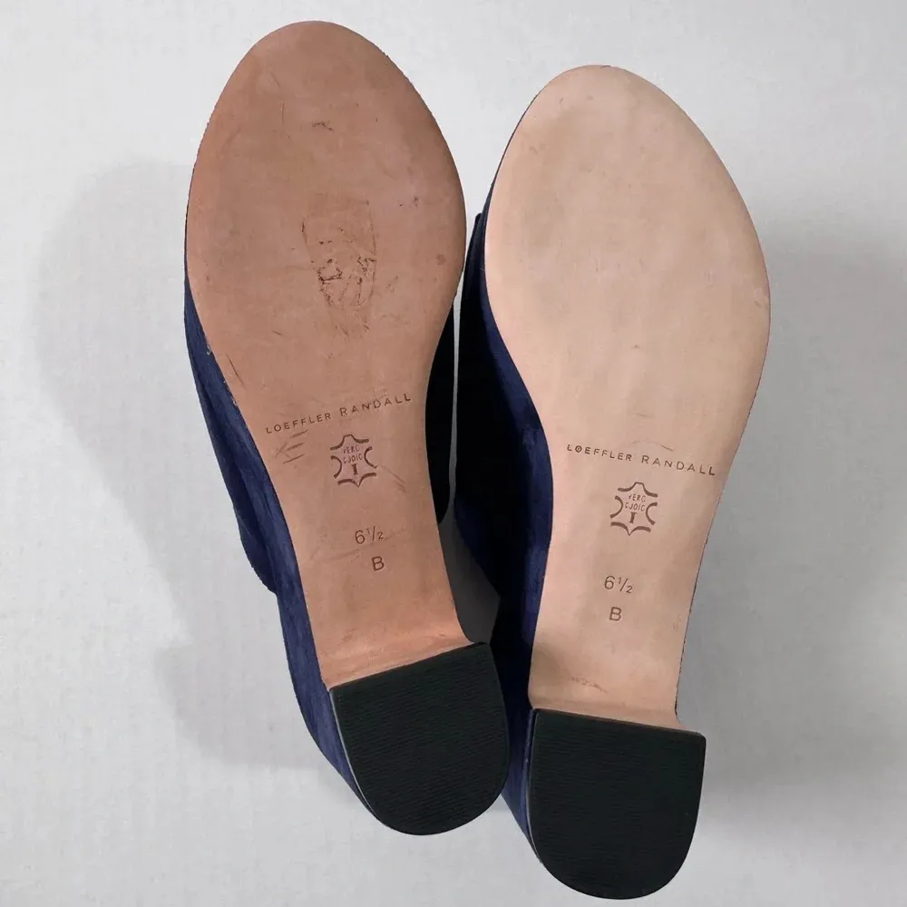 Loeffler Randall Amara blue velvet platform mules size 6.5 NEW - Image 6
