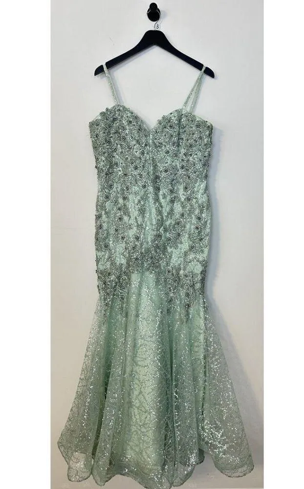 MAC DUGGAL Embellished Mesh Mermaid Gown in Mint Size US 12 - Image 3
