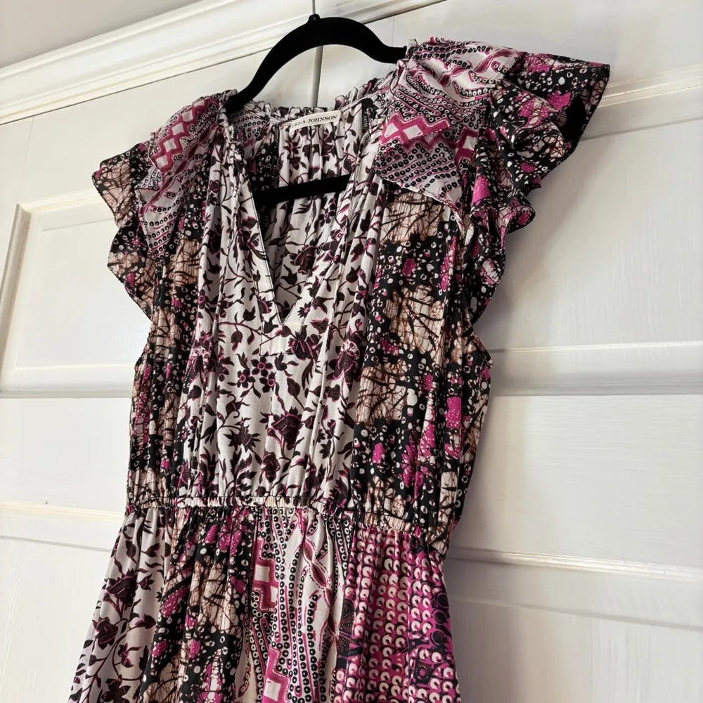 Ulla Johnson Asis Dress Midi‎ Patchwork Size 8 in Fuchsia - Image 4