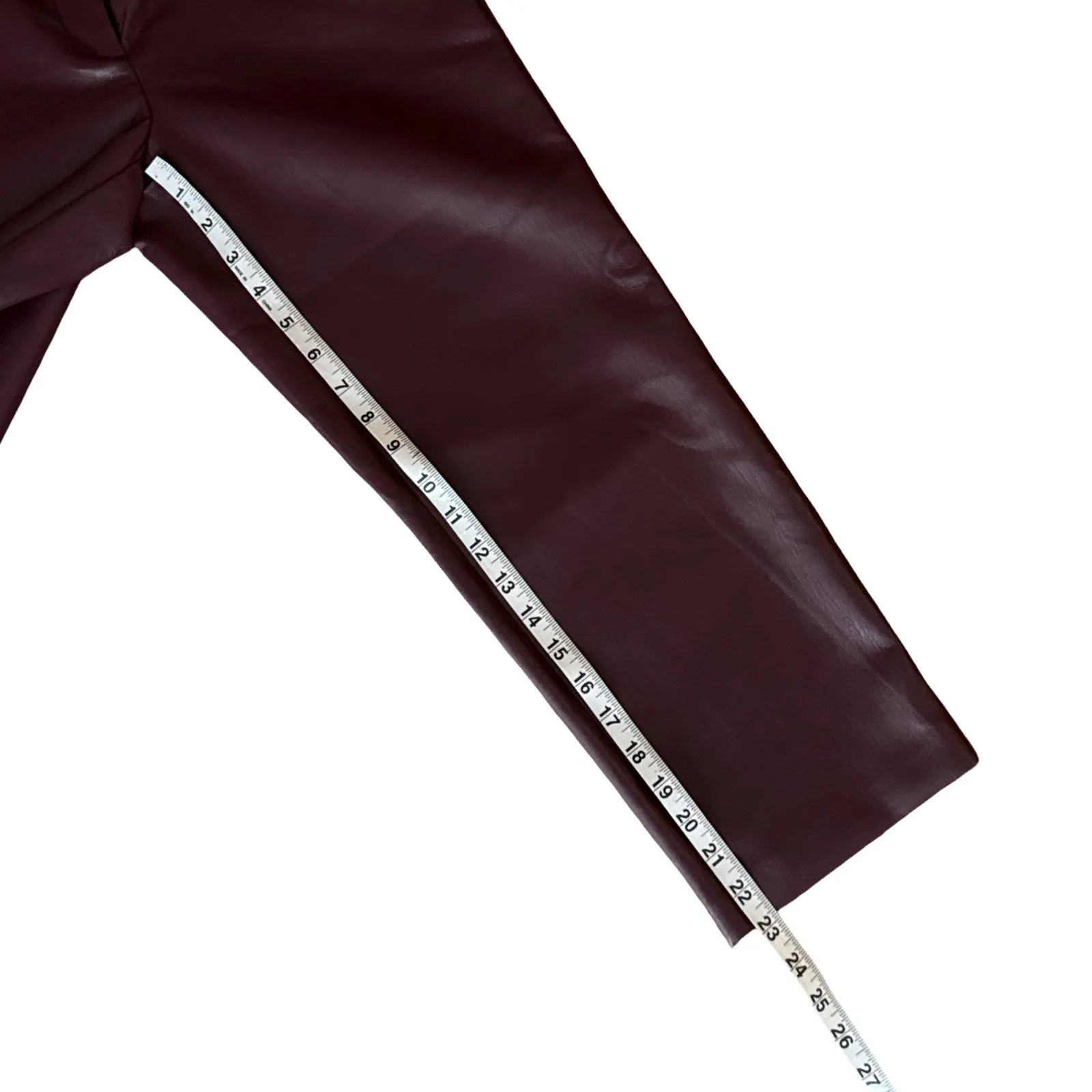 NWT Aritzia Babaton Command Cropped Trouser Vegan Leather Rich Maroon Size 00 - Image 11