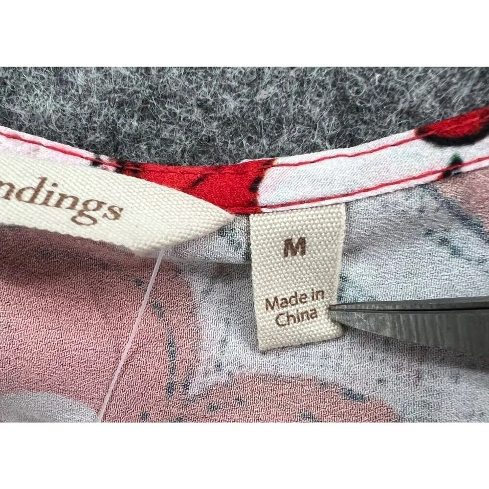 Soft Surroundings Seychelles TunicTop Womens M Red White Beaded Sequin Boho Art - Image 13