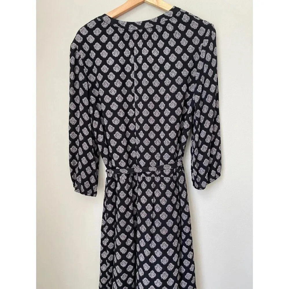 Caslon Women's Medium Patterned Boho Peasant 3/4 Sleeve Tunic Dress Black - Image 15