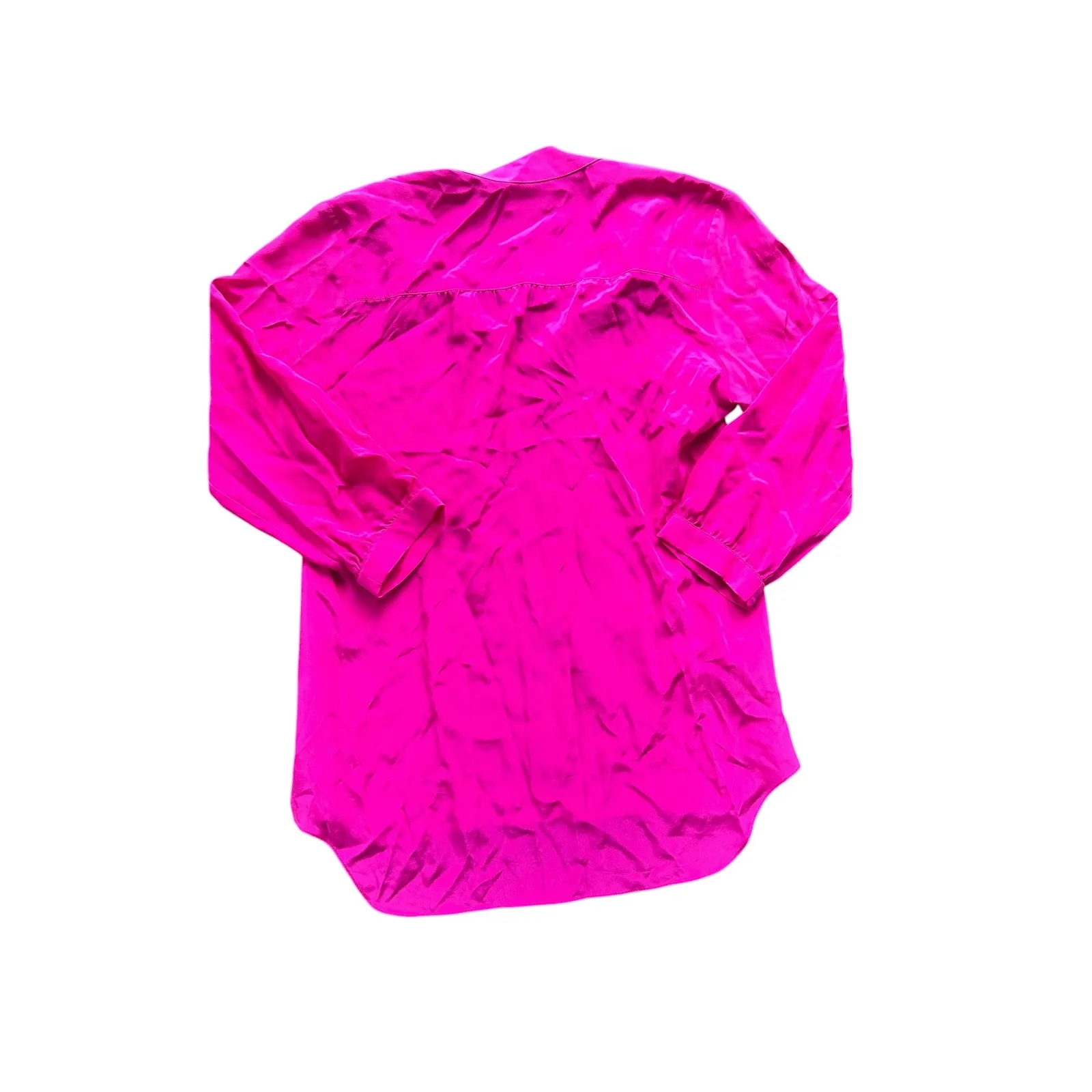 Amanda Uprichard Silk V Neck Keyhole Tunic Top Fuchsia Pink Size S - Image 5