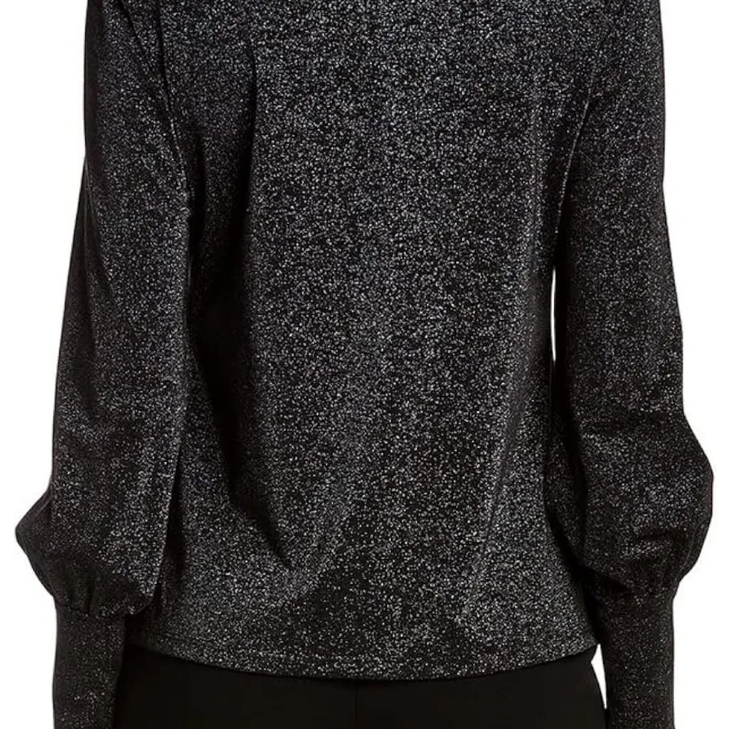 Trina‎ Turk Women’s Size Small Mischel Mock-Neck Glinted Top Black NWT - Image 2