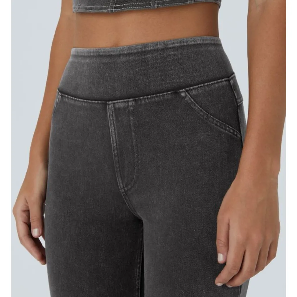 NWT Halara Flex High Waisted Pocket Denim Capri Casual Leggings size M jegging - Image 4