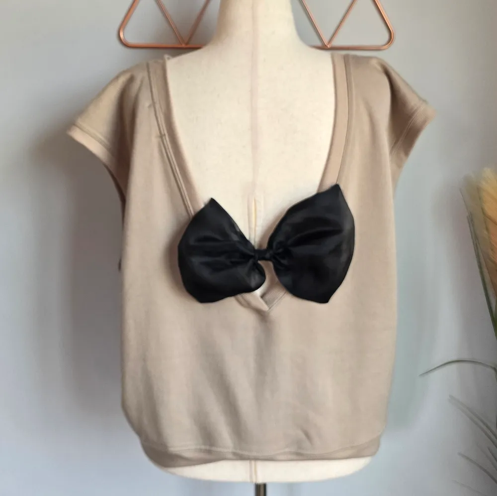 Anthropologie, New, Maeve Tan Bow Back Balletcore Muscle Tee Shirt, Size XL - Image 7