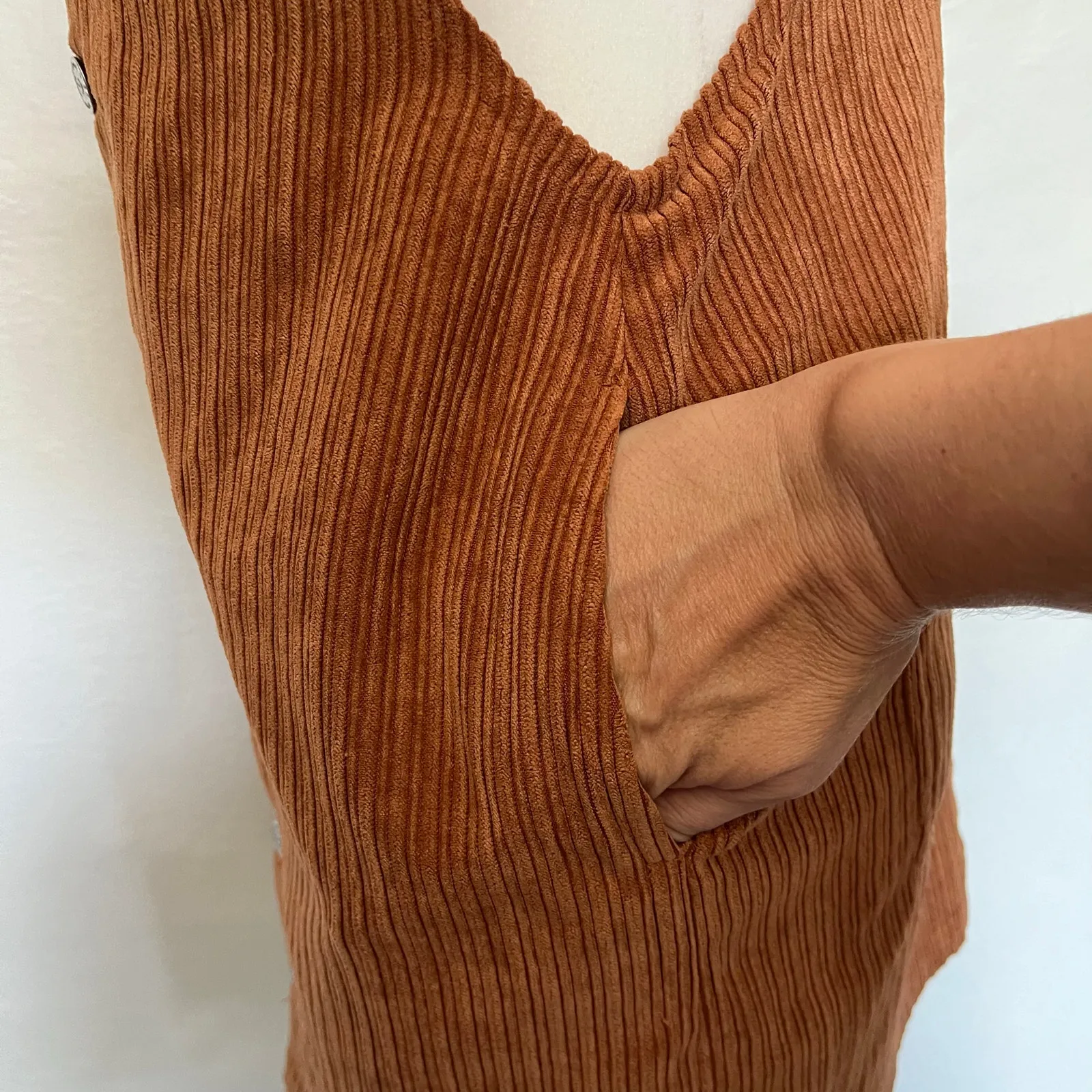 Y2K Hot Kiss Corduroy Pinafore Mini Dress Sz 0 Grunge Academia Retro Fall Indie - Image 7