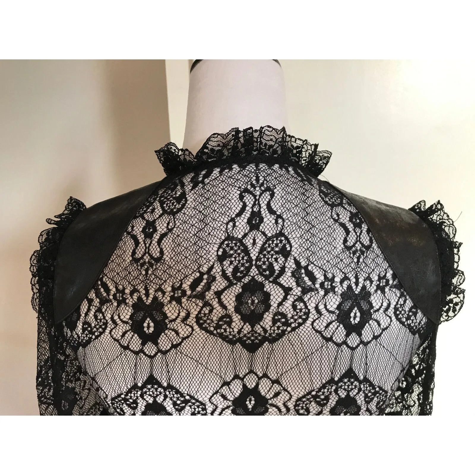 Lip Service Vintage War of the Roses Gothic Victorian Black Lace Top XS - Image 9