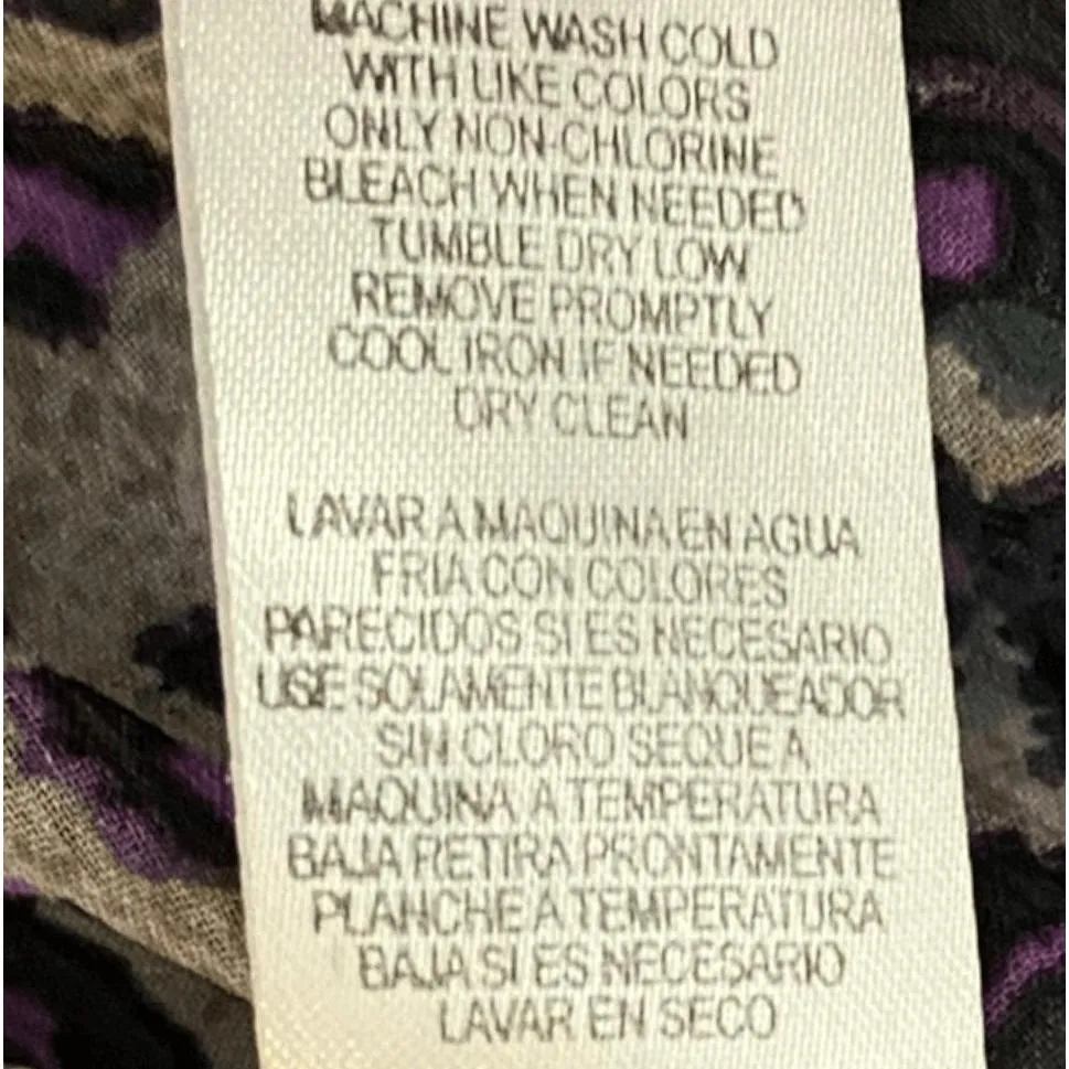 Miley Cyrus Max Azria Womens Blouse Purple Charcoal Leopard Ruffled Top XS - Image 6