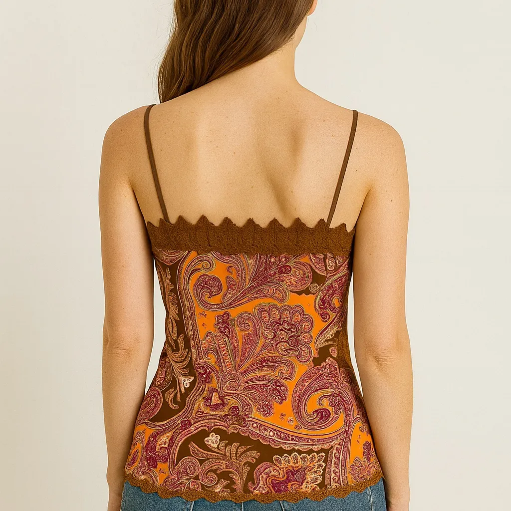 Rampage Orange and Brown Paisley Camisole - Image 2
