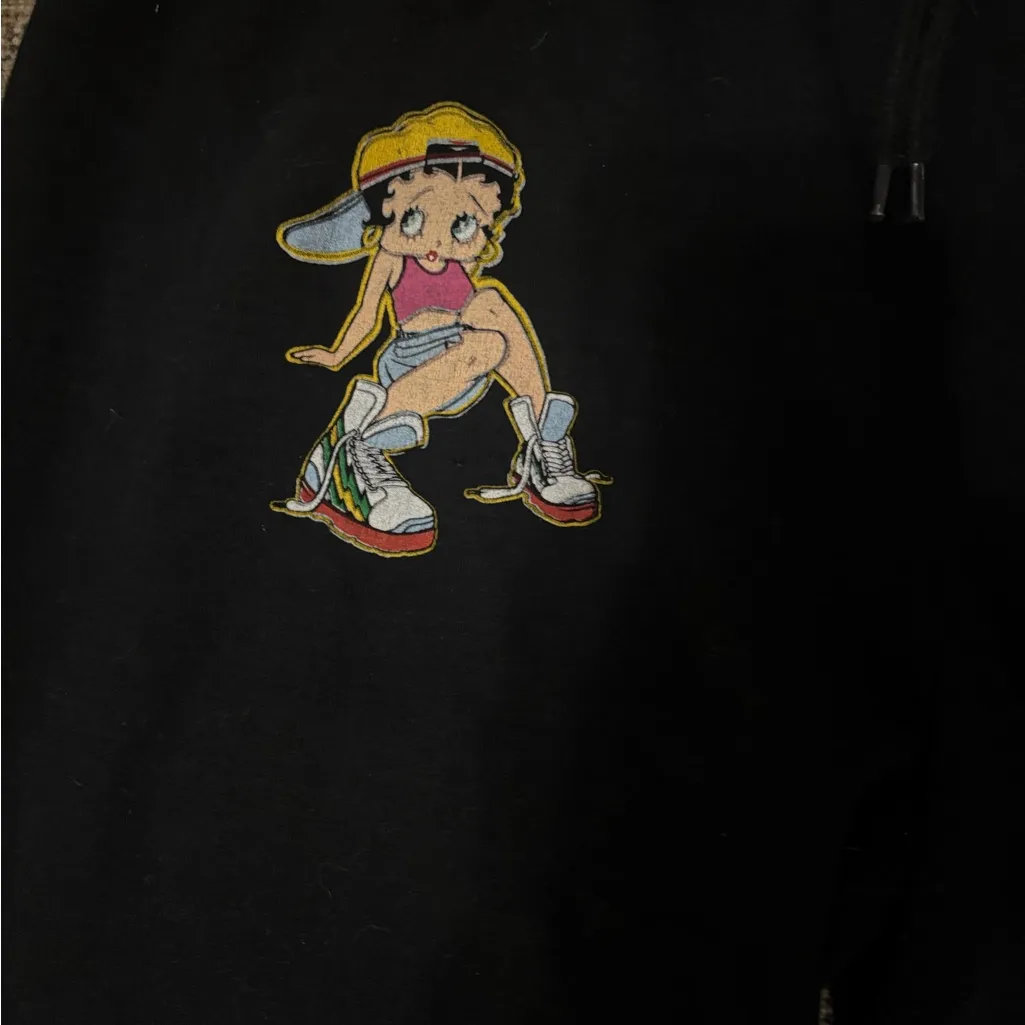 Betty Boop Joggers Black Sweatpants Retro Comfy Grunge Soft Streetwear L - Image 2