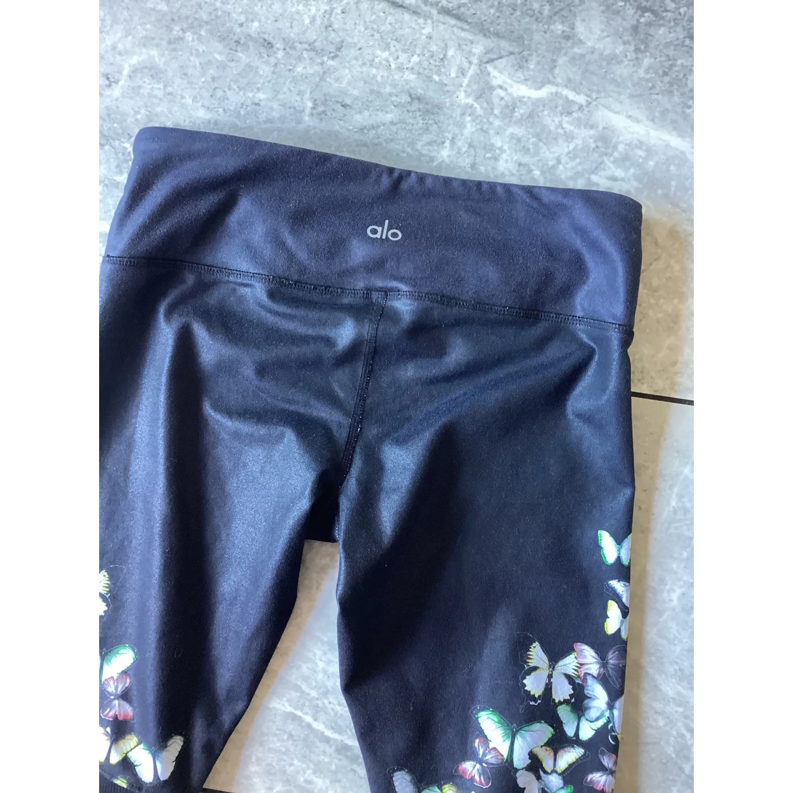 Alo Yoga Black Butterfly Print Stirrup Leggings Size S - Image 6