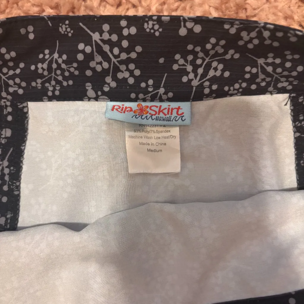 Rip Skirt Hawaii Wrap Womens Sz M Black Gray Swim Cover Boho Cute Beach Length 2 Size M - Image 5