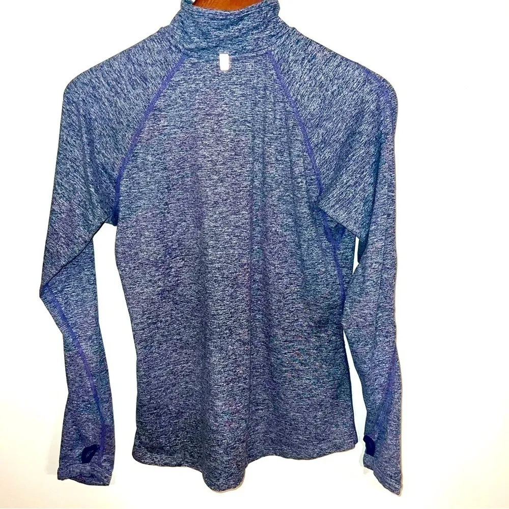 Nike Women's Dri Fit Heather Blue Long Sleeve Quarter Zip Pullover Medium - Image 3