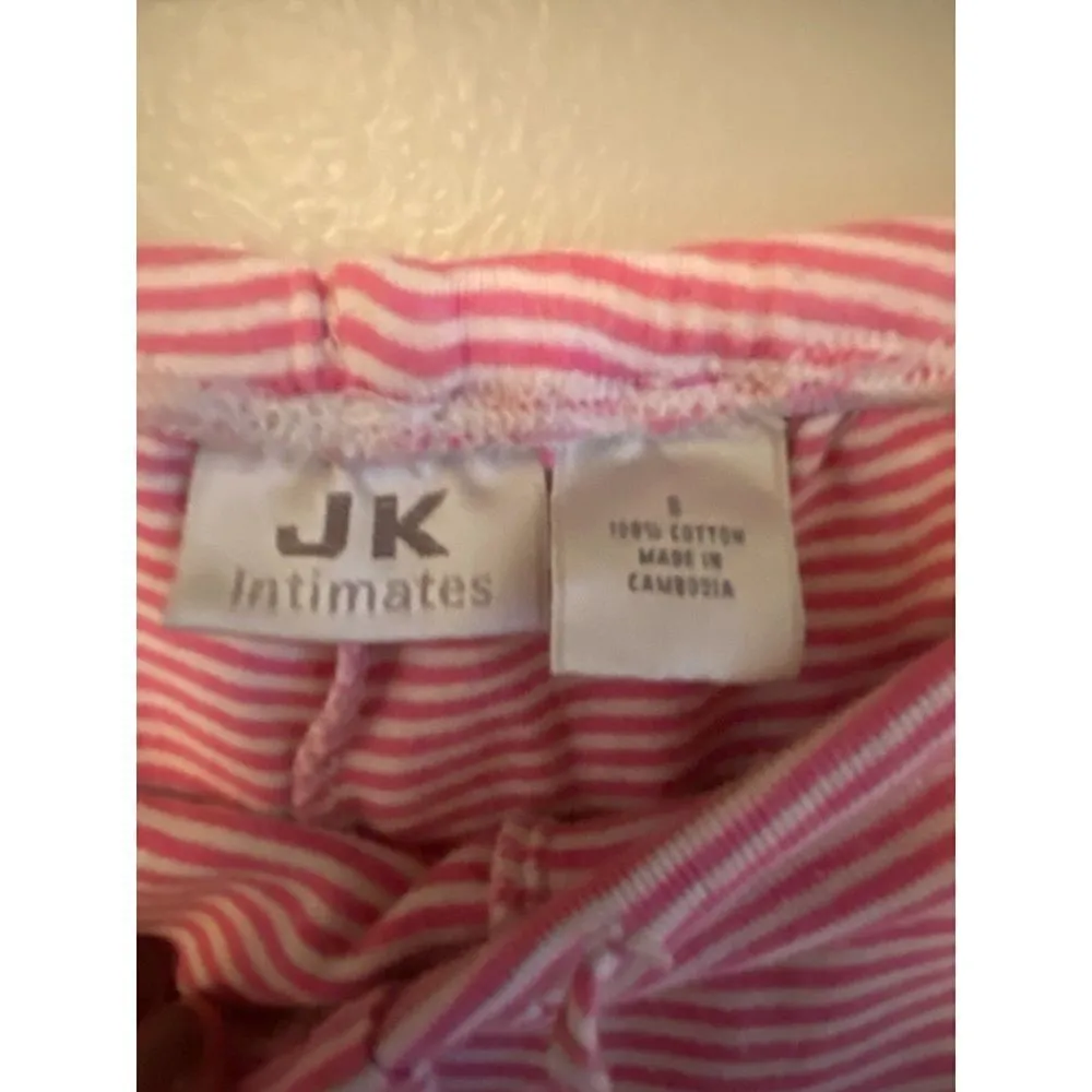 JK Intimates Pink White Striped Drawstring Capri Pajama Pants Women's Sz Small​ - Image 5