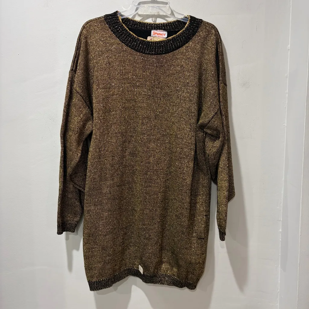 NEW Vintage Spunky sweater Gold Black Size 2XL Long Knit Party Metallic 80s 90s - Image 2