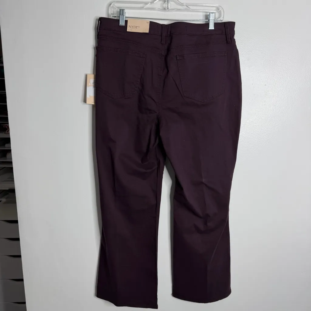 NWT NYDJ Julia Relaxed High Rise Flared Jean In Eggplant Purple Size 14 - Image 3