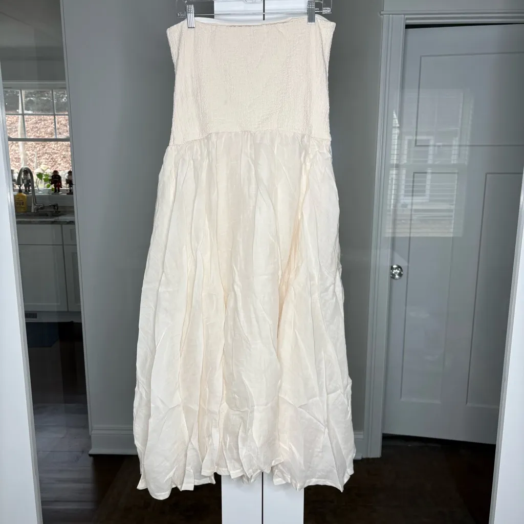 NWT J. Crew Strapless Mixy Dress Summer Linen Cream - Image 3