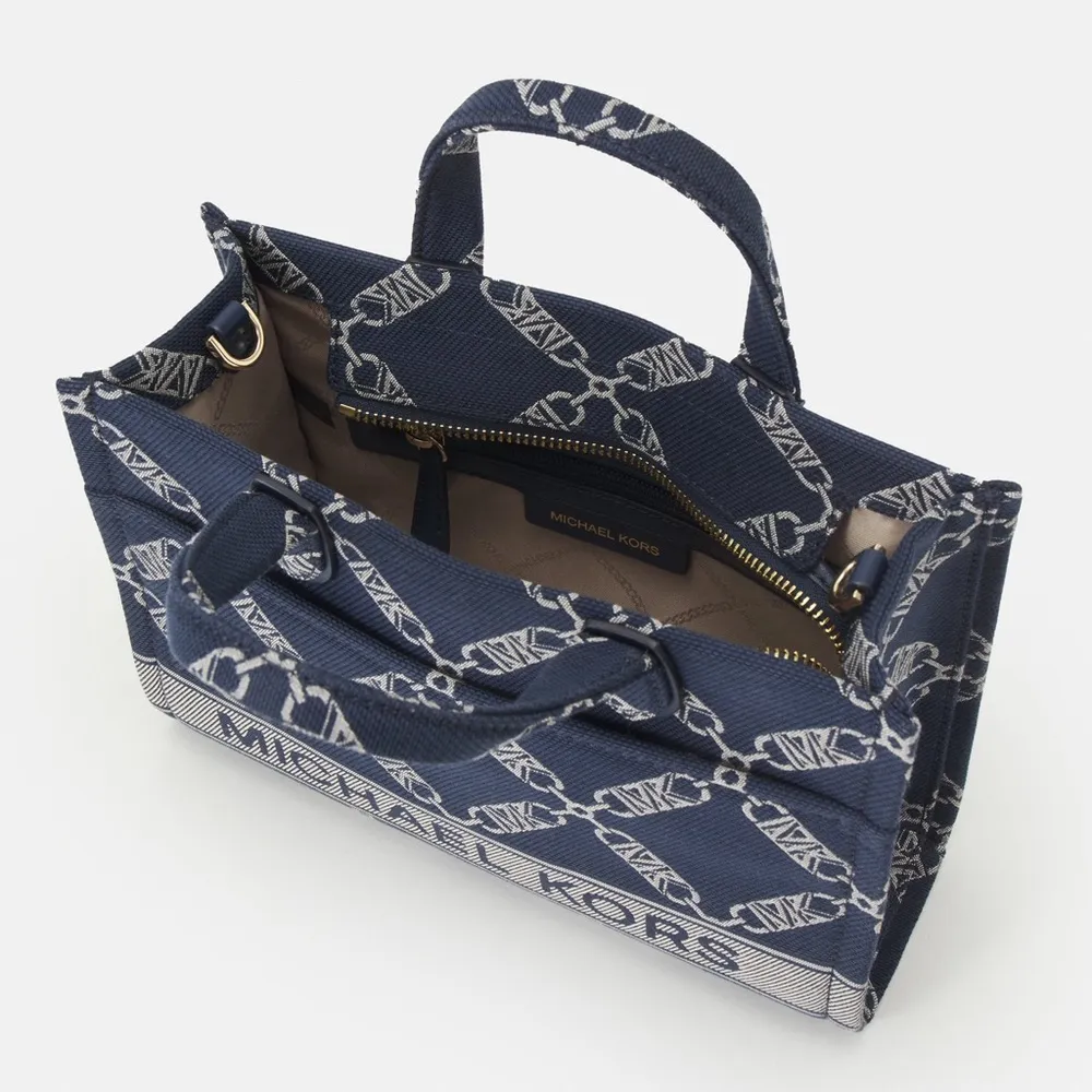 Michael Kors Gigi Large Grab Monogram Denim Tote Bag, Navy, New w/Tag (SOLD OUT) - Image 6