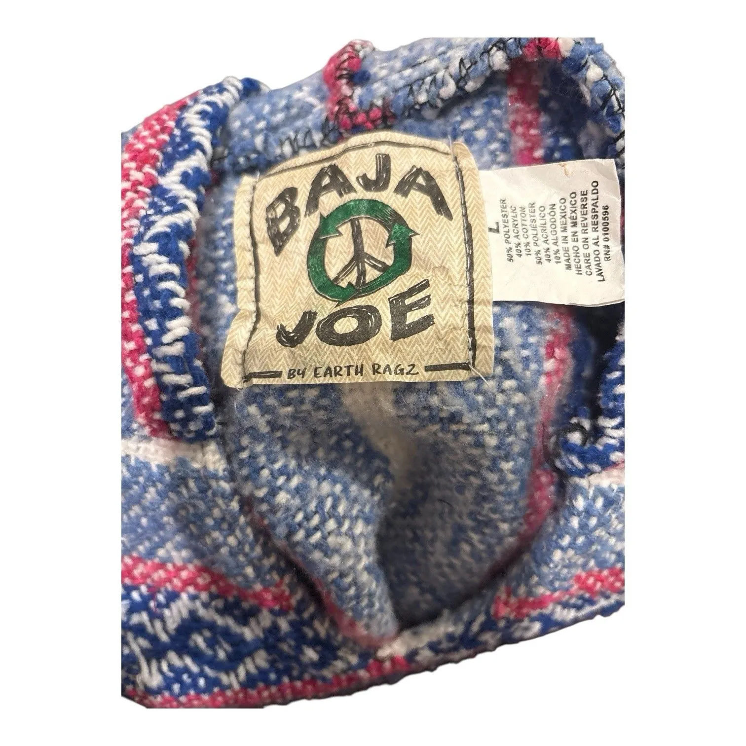 Baja Joe Unisex Woven Striped Pullover Hoodie Size L Size L - Image 7