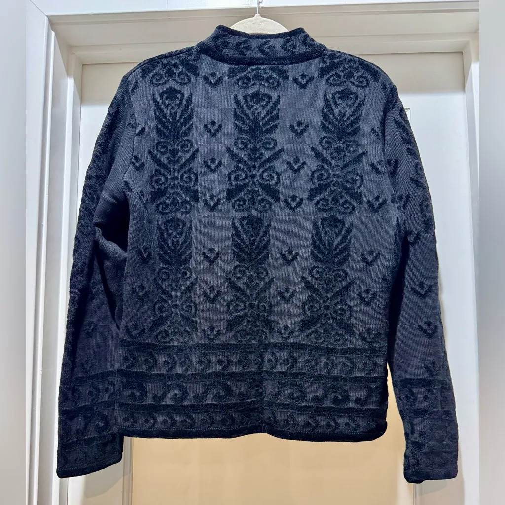 Talbots Size L Black Jacquard Knit Mock Neck Sweater - Image 5