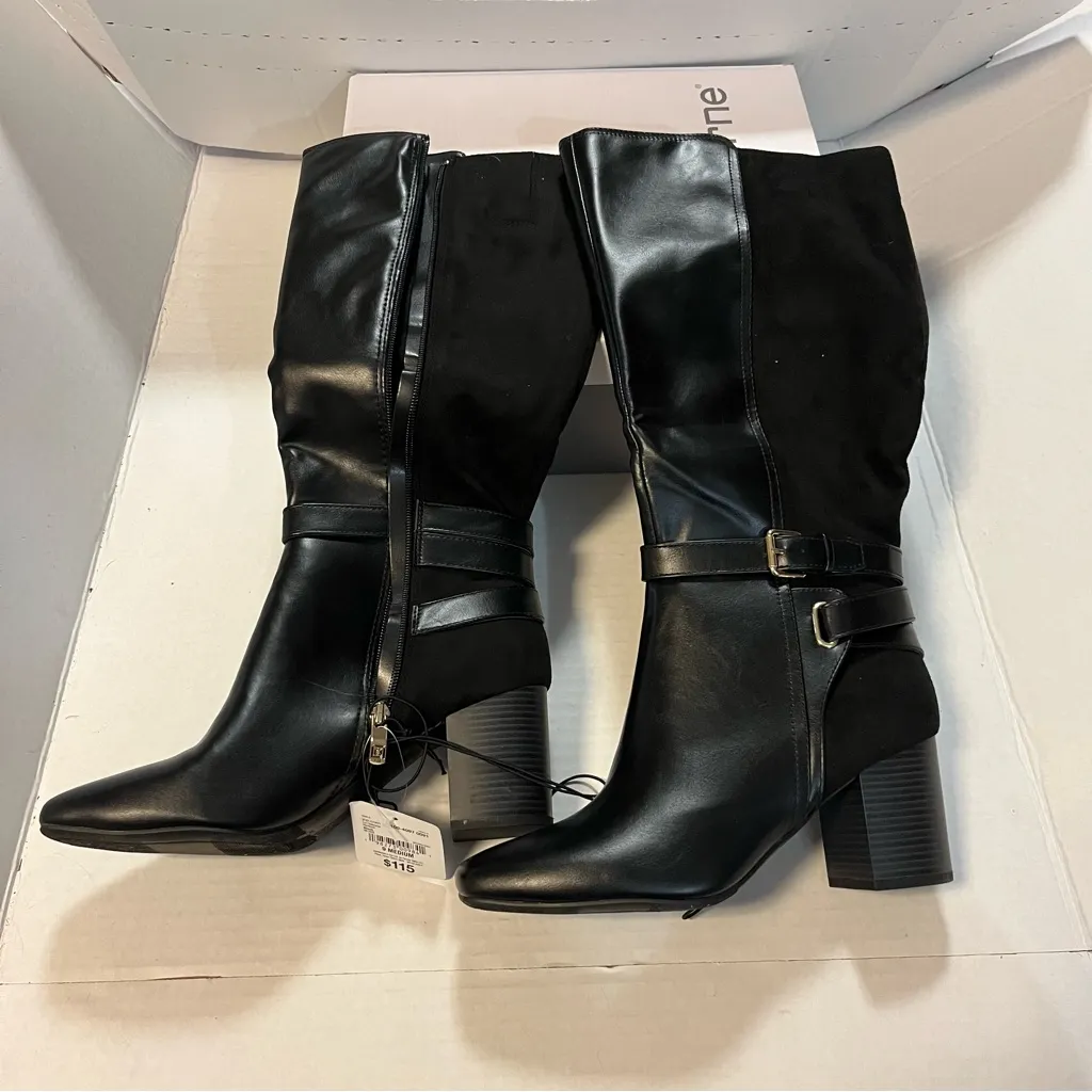 Liz Claiborne Boots Black Hemlock Block Heel Riding Boots Sz 9 NEW IN BOX - Image 9