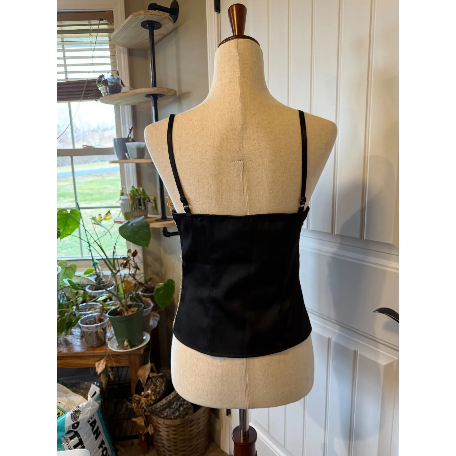 XOXO Black Lace Trim Corset Camisole Top M/M - Image 2