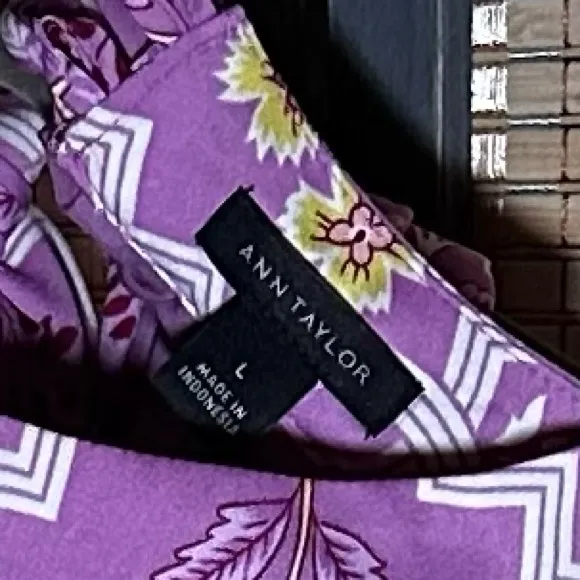 Ann Taylor Lilac Dress with Multicolor Floral Tile Print A-line Halter Dress - Image 9