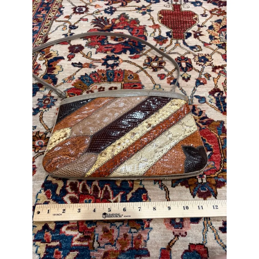 Vintage Bags by Supreme Patchwork Genuine Snakeskin Python Shoulder Bag 70s 80s Brown - Image 7