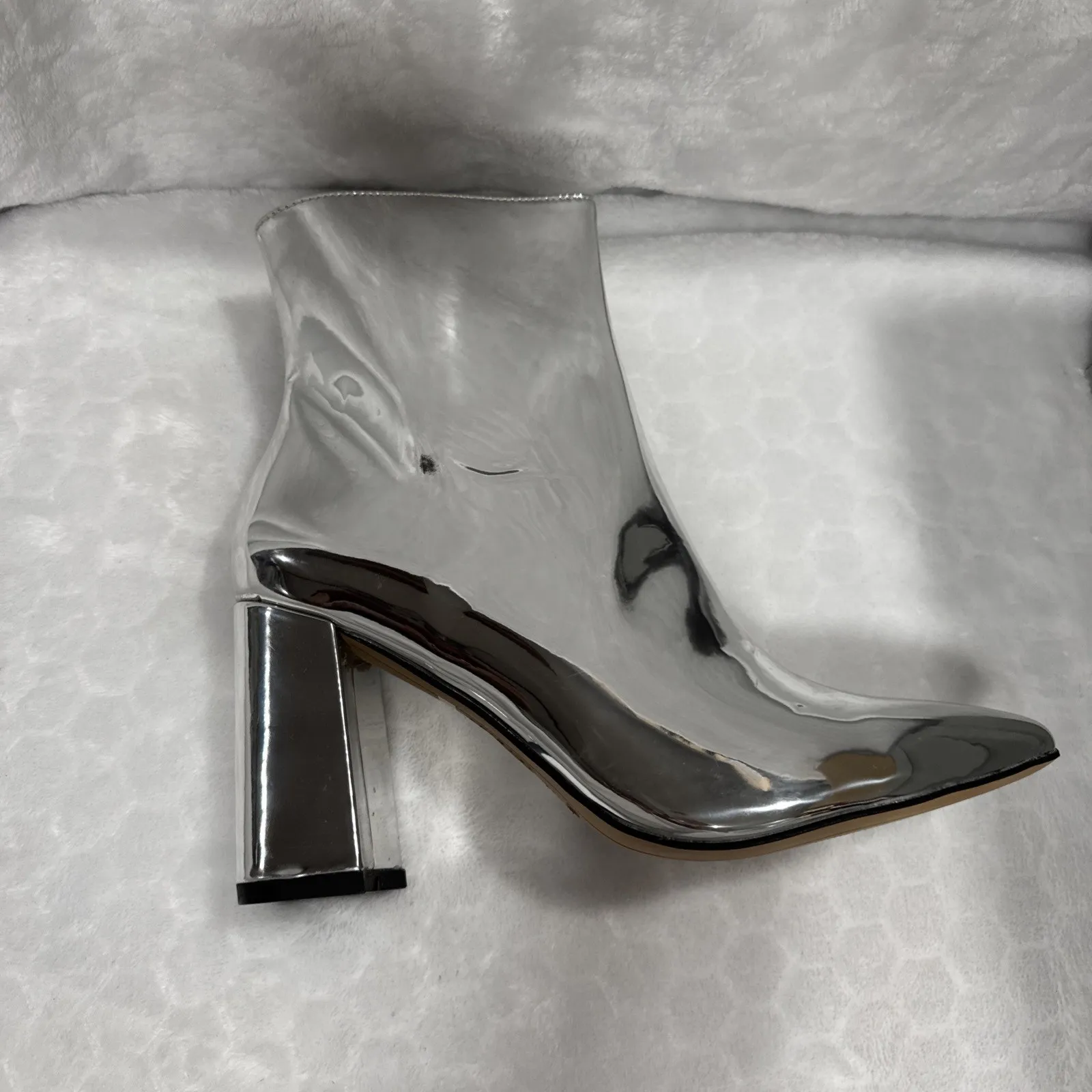 Matiko Lucinda Womens Silver Pointed Chunky Block Heel Boots Size 39 Glam Party - Image 2