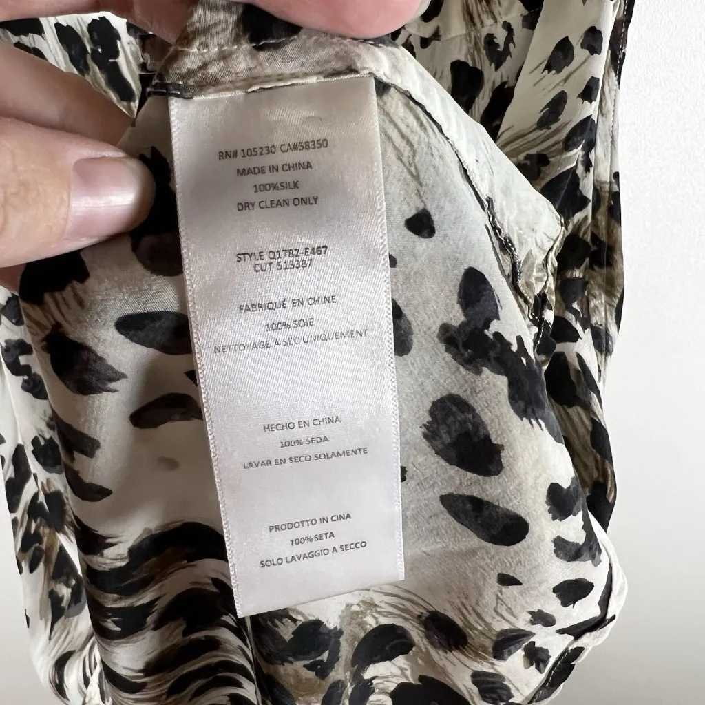 Equipment Femme Women's Silk Crepe Leopard Collared Shirt Sz XS Animal Print‎ - Image 6