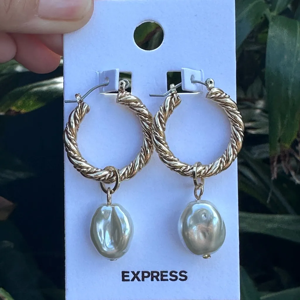 Erica Lyons Triple-Strand Pearl Necklace + Express Twisted Pearl Hoops SET - Image 6