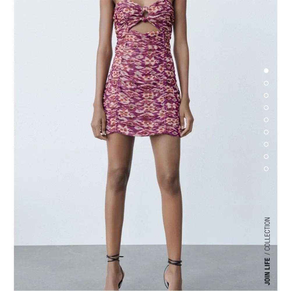 Zara cut out rushed Dress - Image 4