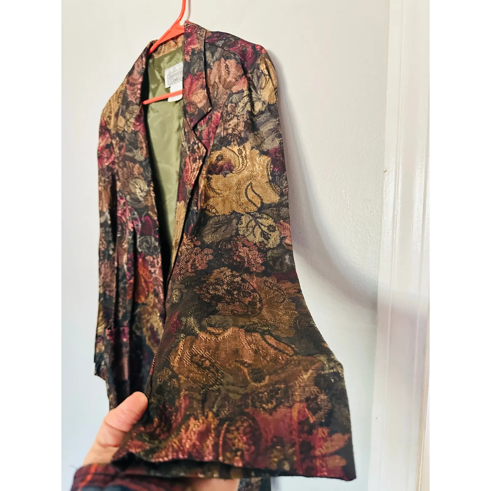 SAMANTHA DAVID Vintage Floral Blazer Retro Pockets Dark Florals Jacket size L Brown Size L - Image 7