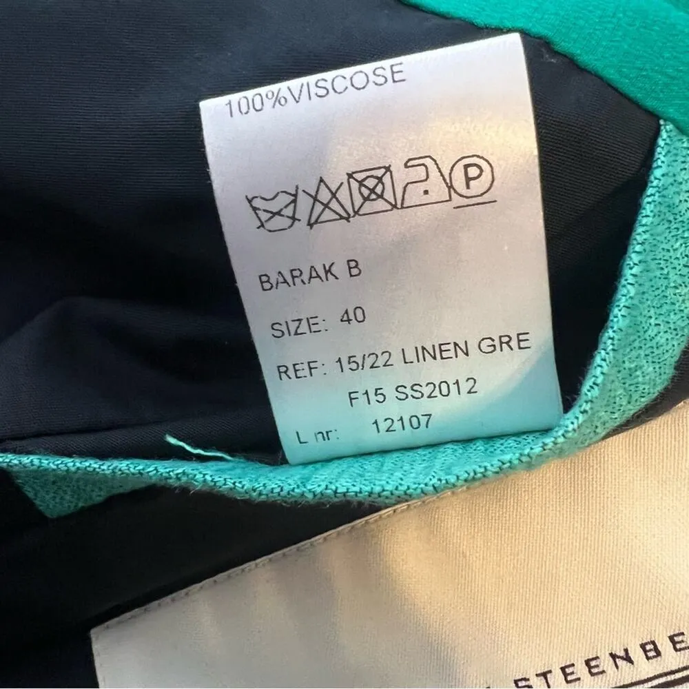NWT Tim Van Steenbergen BARAKB Jacket linen silk green black sz 40 - Image 3
