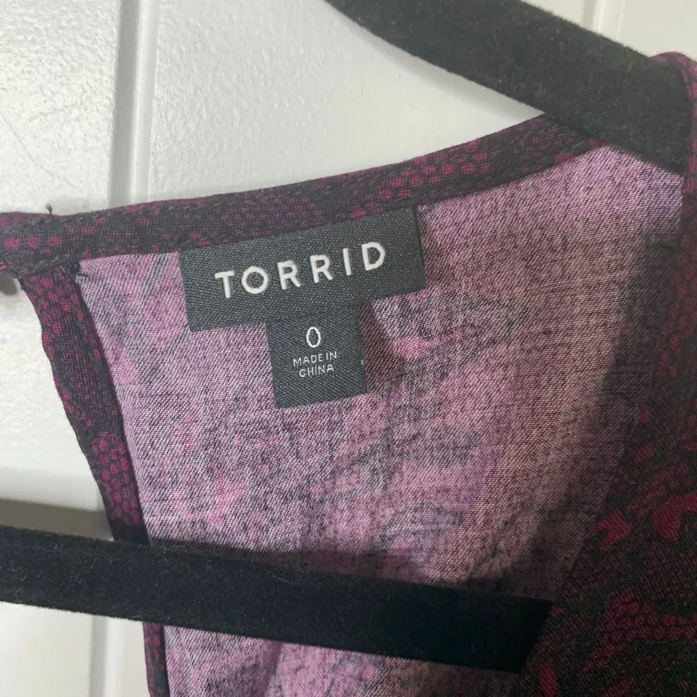 Torrid Purple animal snake Maxi Dress‎ Flutter Sleeve V-Neck Romantic Size large - Image 6