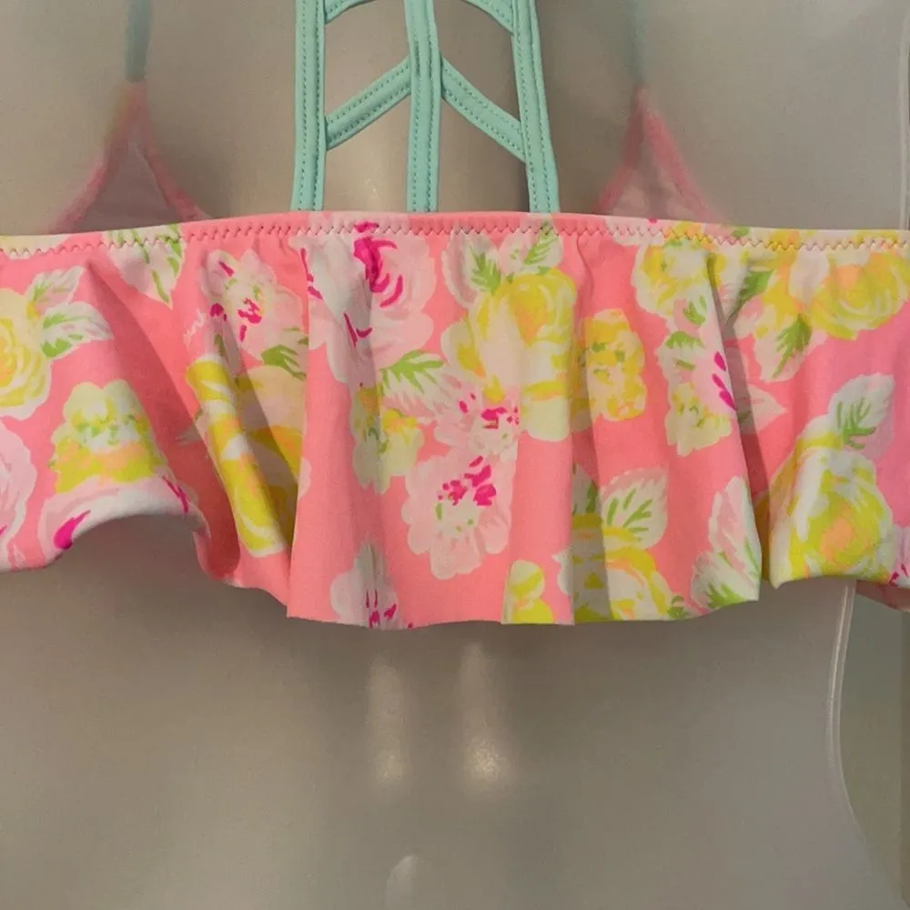 PINK Victoria's Secret Ruffled Ladderback Bikini TOP ONLY M - Image 9