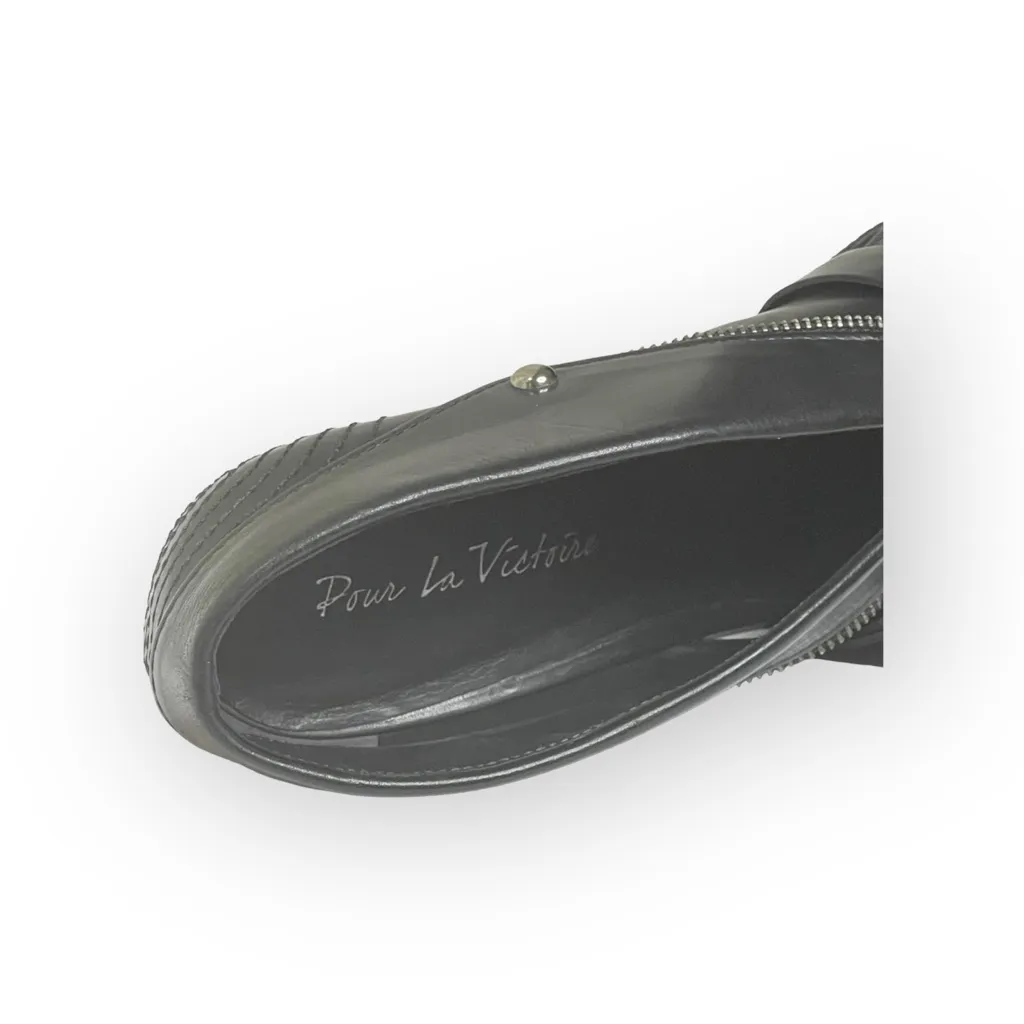 new Pour La Victoire π€ Peep Toe Heel Leather Biker Jacket Booties π€ Black 8.5 - Image 14