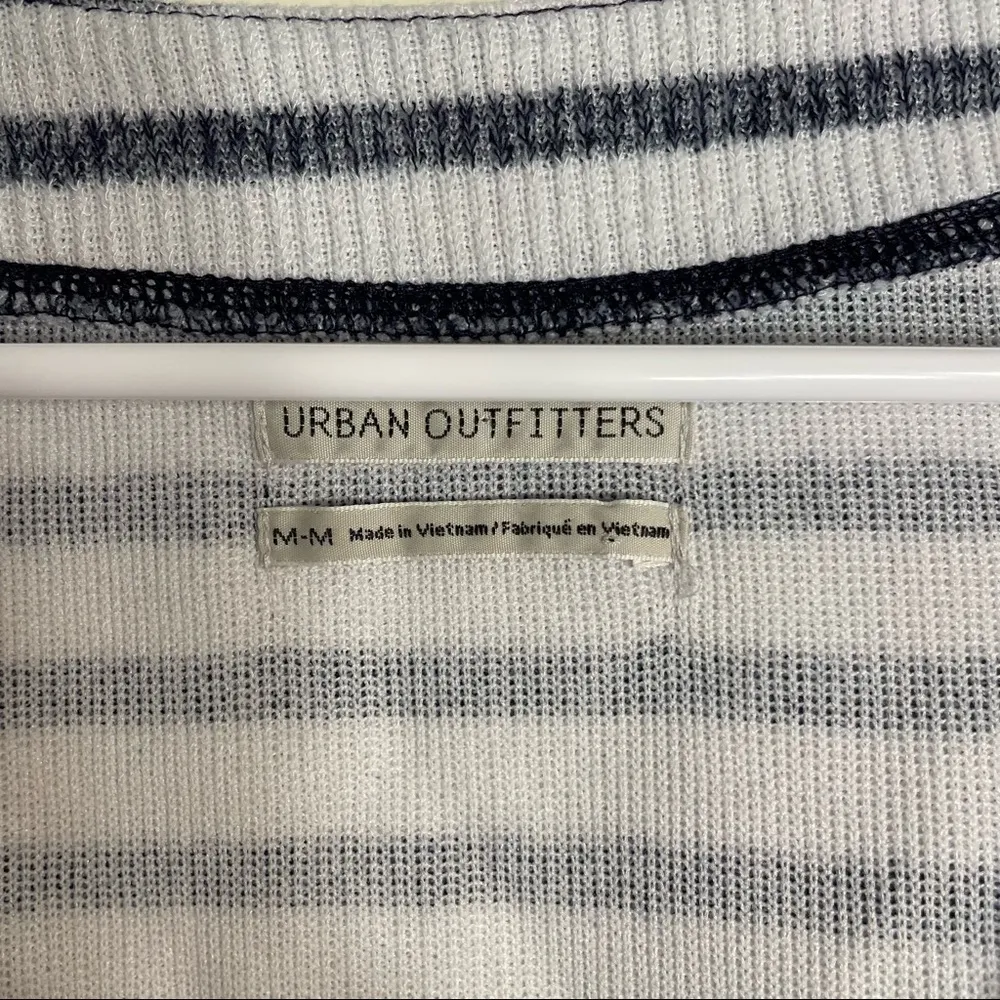 Urban Outfitters navy and white striped deep v-neck knit sweater wide sleeve - Image 5