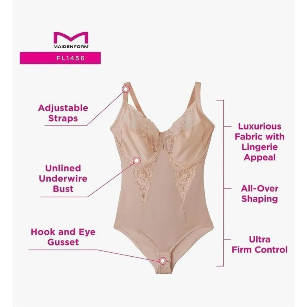 NEW Maidenform Ultra Firm Body Shaper With Built In Underwire Bra 38D - Image 4
