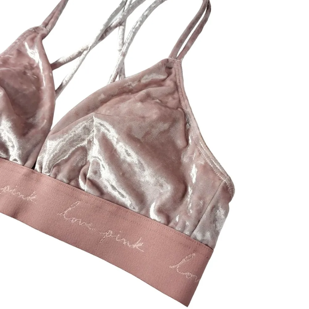 PINK x Victoria’s Secret Velvet Triangle Bralette in Mauve Pink - Image 5