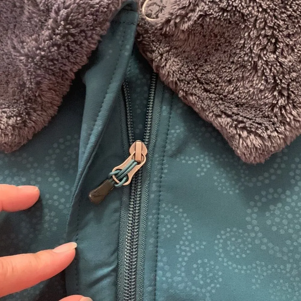 woolrich womens 2x paisley vest deep atlantic blue fur lined zip up pocket cold - Image 5