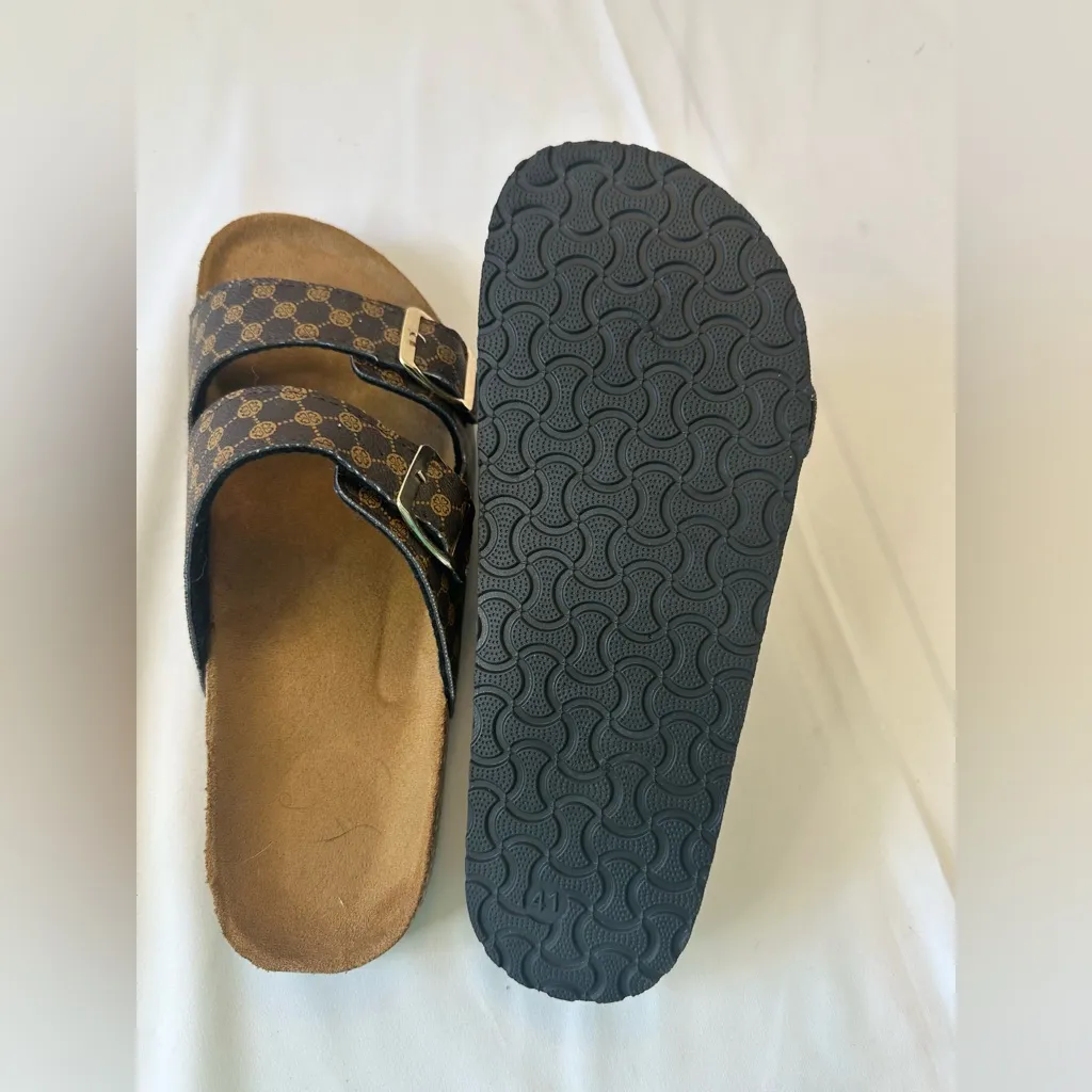 Sandals with Buckles Geo print buckle sandals women’s size 9 1/2 new Brown - Image 5