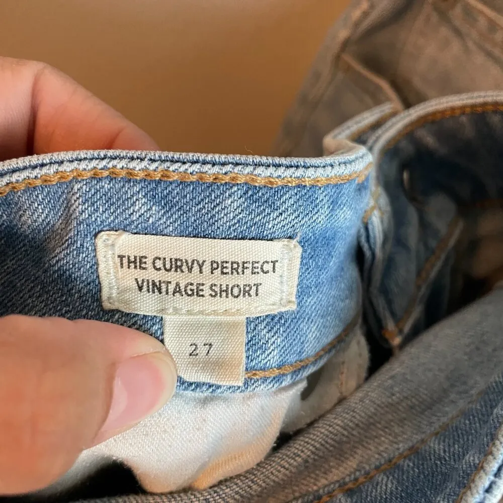 Madewell Blue Denim Shorts Curvy Perfect Vintage Shorts 27 Cut Off Boho Beach - Image 9