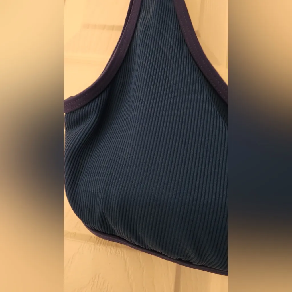 L*Space Robbie Bikini Top Women’s Blue Button-Front Bralette Size XL - Image 9