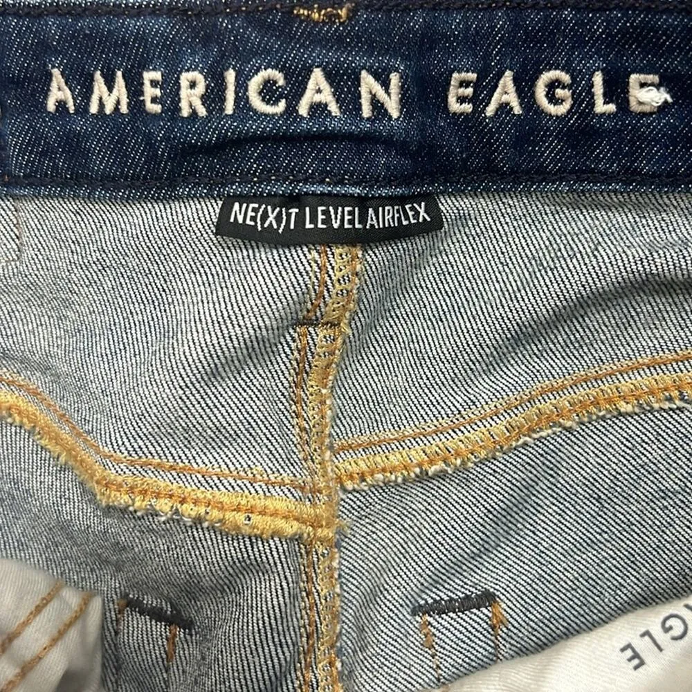 American Eagle Next Level Airflex Distressed Bermuda Denim Shorts Blue Size 28 - Image 6