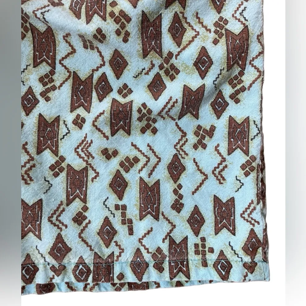 Beverly Hills Blues Vintage 80s Turquoise Brown Southwestern Tribal Aztec Shorts Blue - Image 2