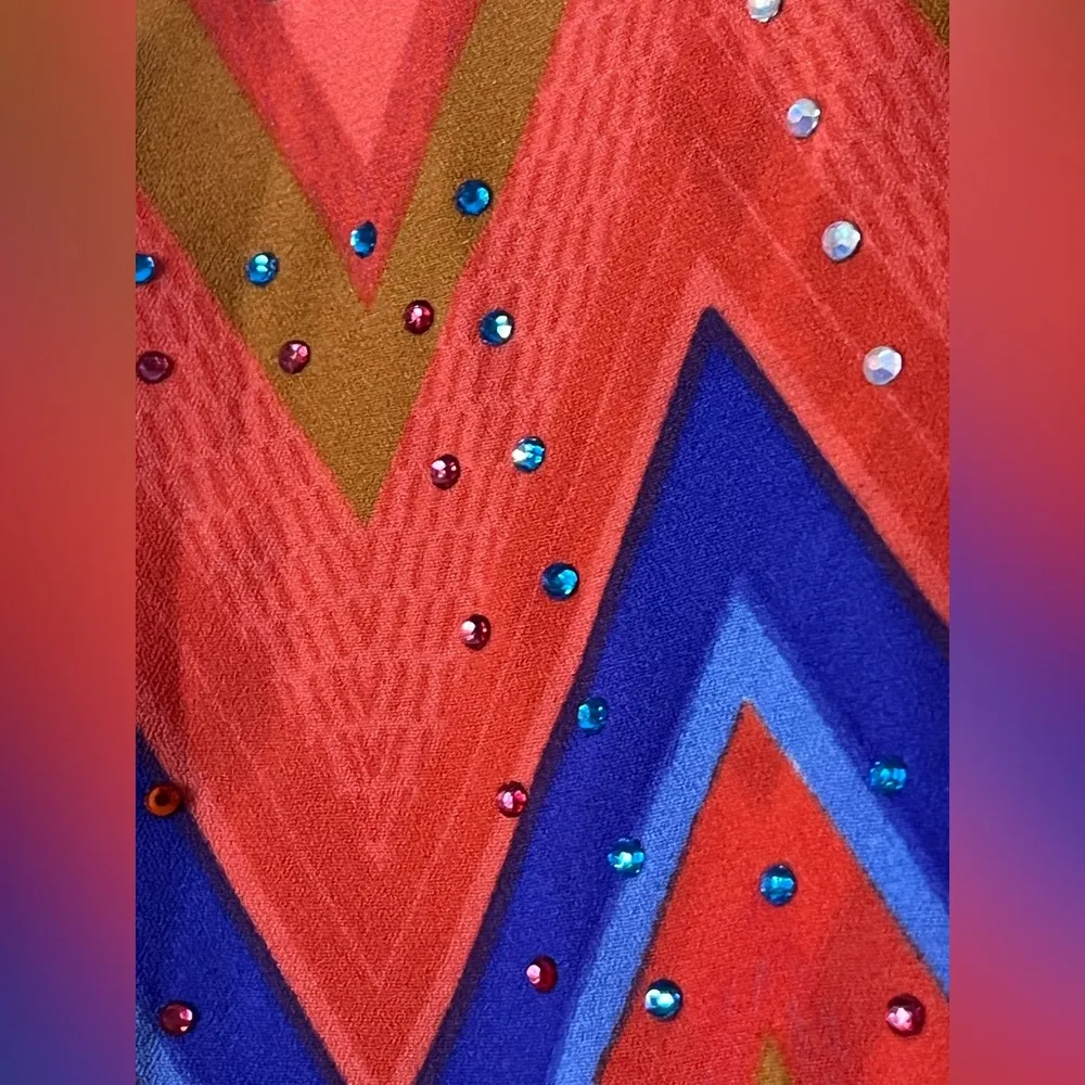 Peter Nygård Women’s Butterfly Sleeve Layered Chiffon Bling Chevron Blouse Sz S - Image 13