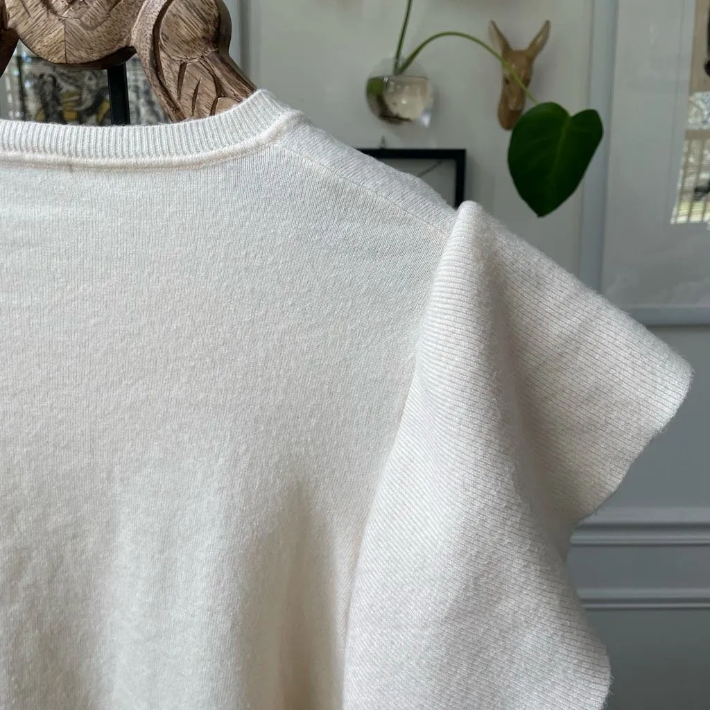 Zara Vanilla Side Ruffle Knit Crop Top Sweater S - Image 5